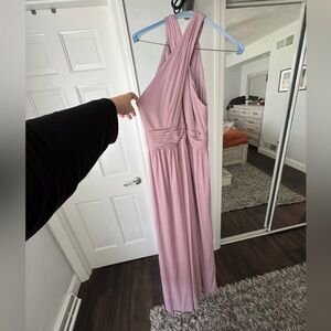 Mauve high neck bridesmaid dress
